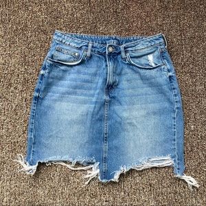 H&M Conscious "& Denim" Raw Hem High Waist Denim Skirt Size 14